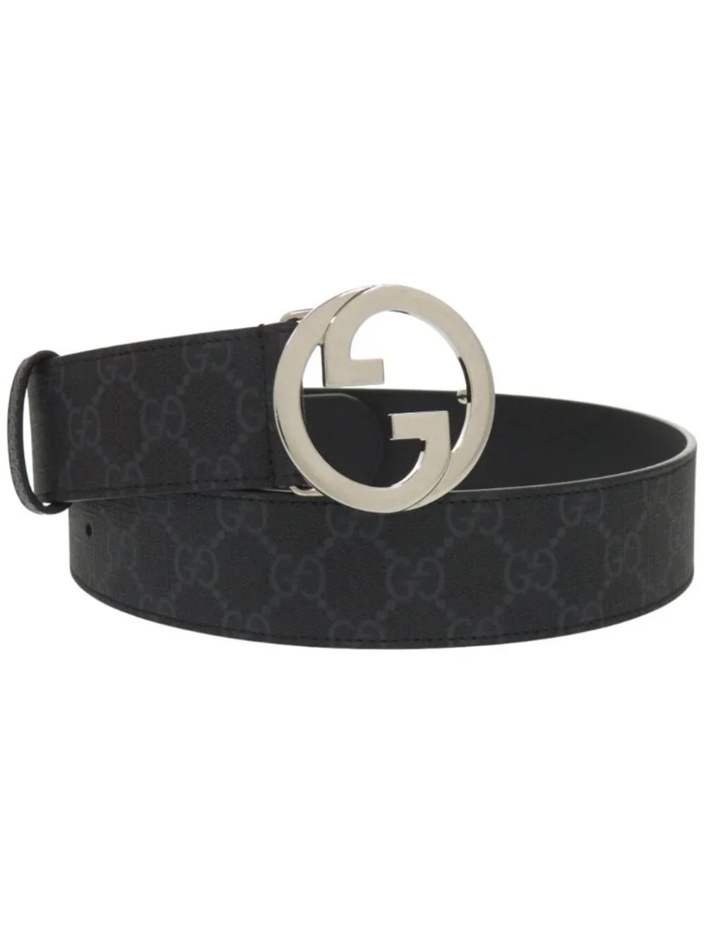 Gucci Interlocking Buckle GG Canvas Black Belt